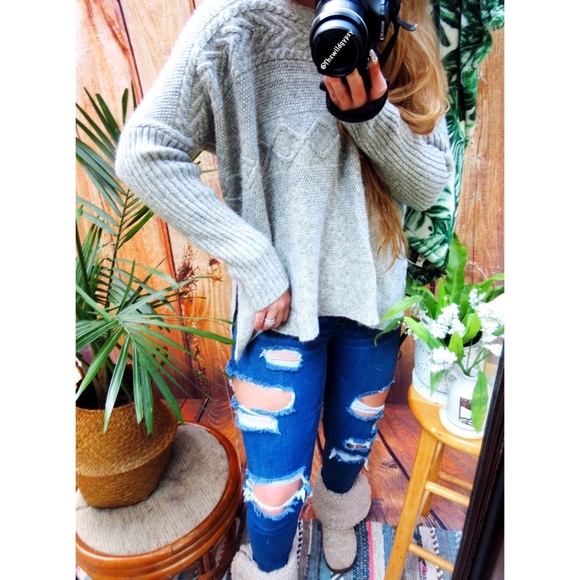 WOOL KNIT HIPPIE JUMPER ABSTRACT CHUNKY WARM SWEATER FESTIVAL XMAS MARKET
